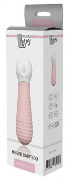 Розовый силиконовый мини-вибромассажер Ribbed Baby Boo - 12 см.