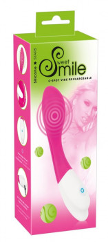 Розовый вибратор для массажа G-точки Sweet Smile - 18 см.