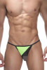 Мужские открытые трусы-стринги с контрастным треугольником, зеленый с черным
